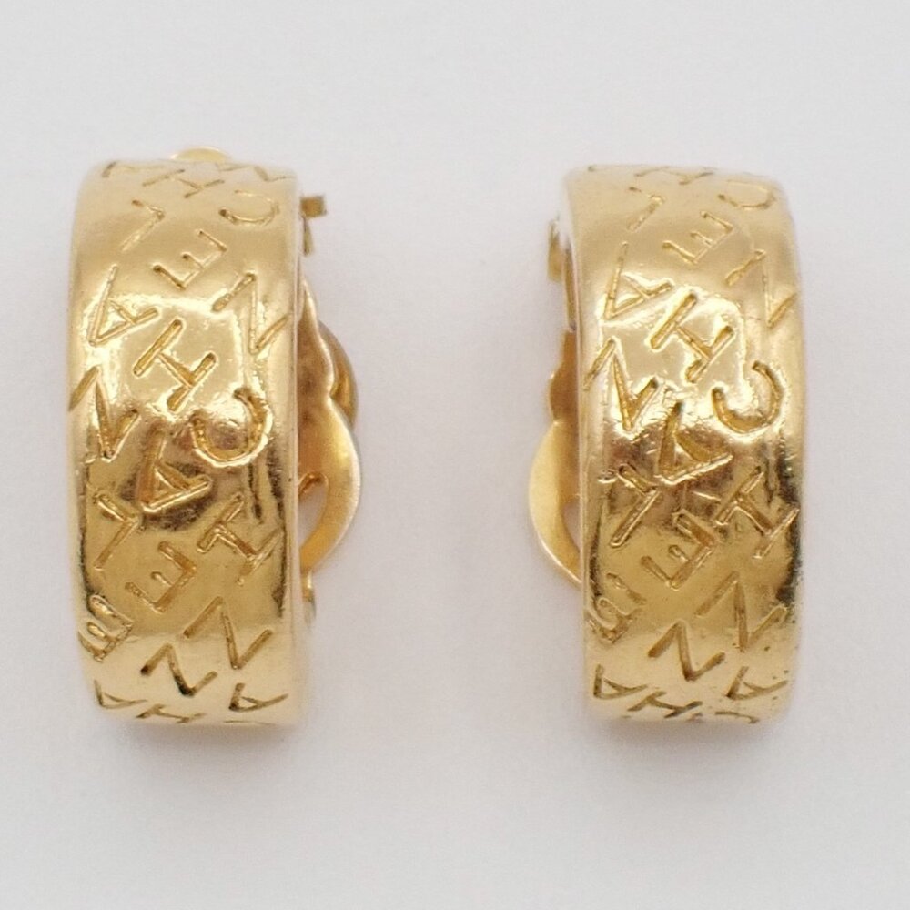 CHANEL CC Logo Earrings Clip-On GHW France 83RF992 - Picture 10 of 14